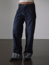 SQUARED CUFF JEAN - MEDIUM DARK BLUE