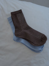 MESH SHINY SOCKS PACK X2 - BROWN & BABY BLUE