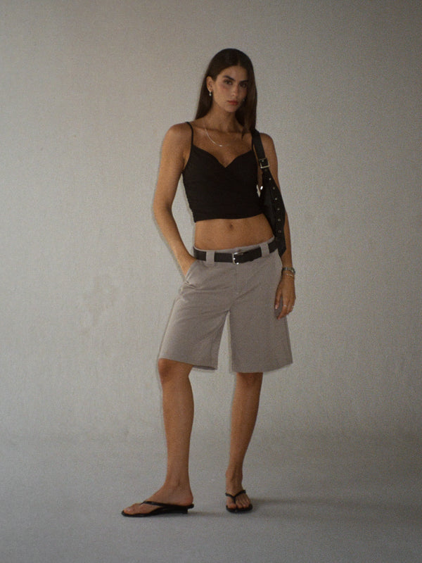 DRAPED MESH TOP - BLACK