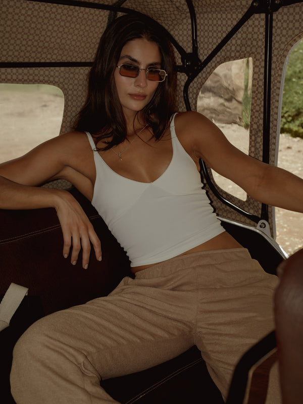 TINY RIBBED TOP - SOFT WHITE