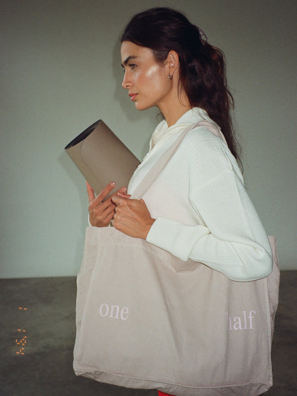 TOTE BAG - LATTE & PALE PINK