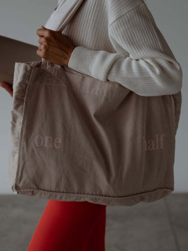TOTE BAG - LATTE & PALE PINK