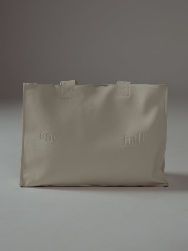 VEGAN LEATHER TOTE BAG - CREAMY