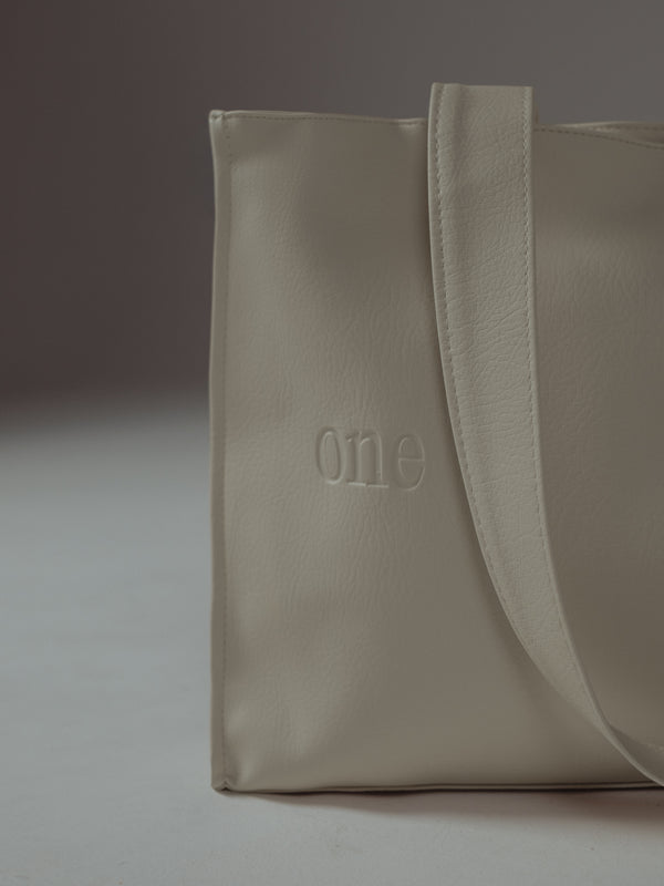 VEGAN LEATHER TOTE BAG - CREAMY