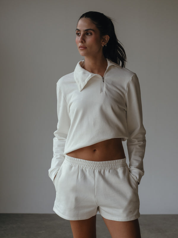 SIDE COLLAR SWEATER - SOFT WHITE