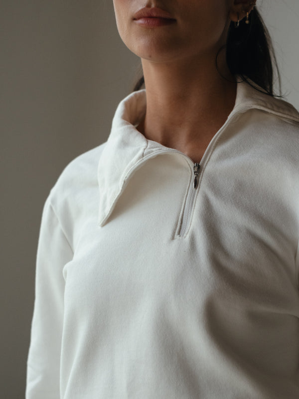 SIDE COLLAR SWEATER - SOFT WHITE