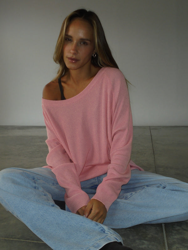 OVERSIZED KNIT SWEATER - PINK