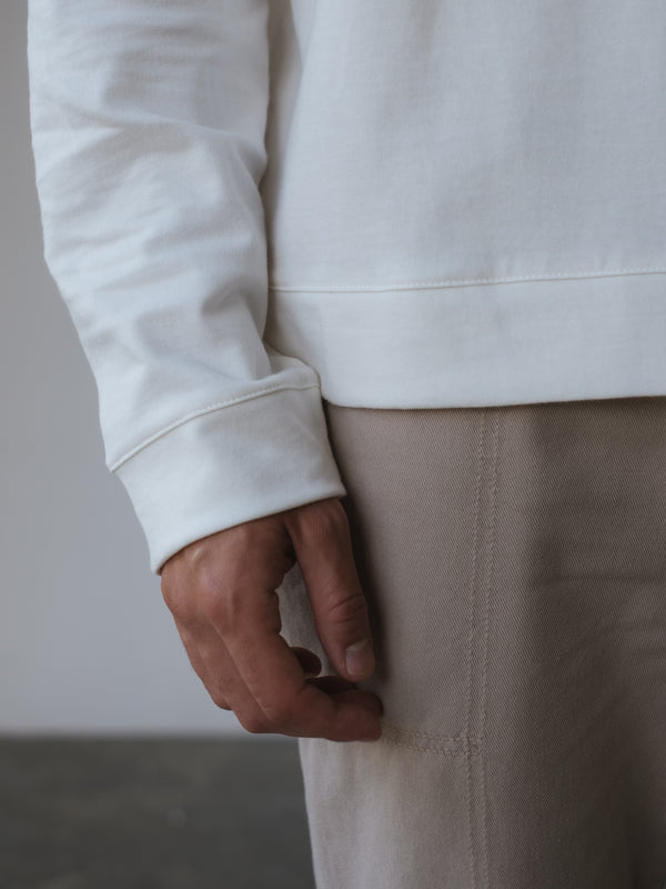 MEN LONG SLEEVE CONTRAST POLO - CREAMY & LATTE