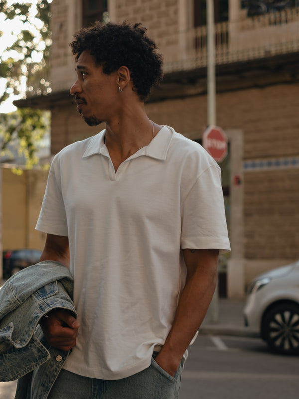 MEN POLO BASIC T-SHIRT - SOFT WHITE