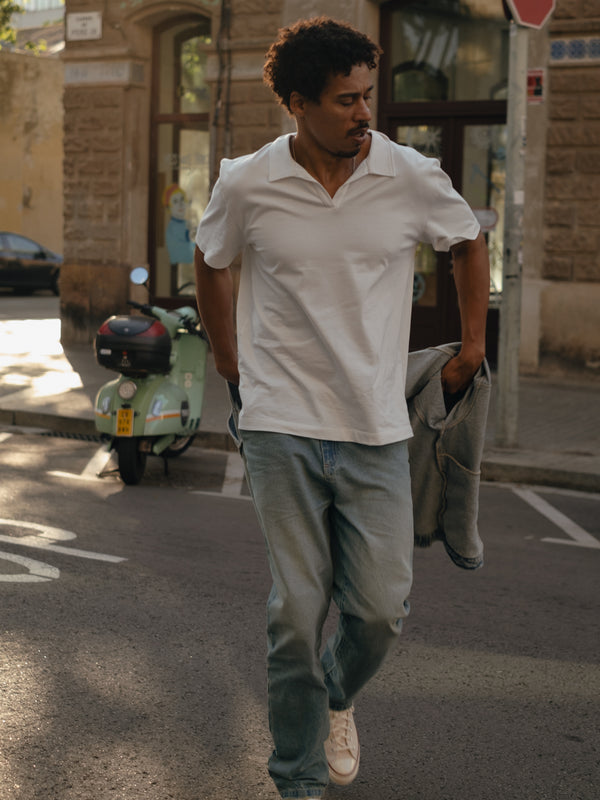 MEN POLO BASIC T-SHIRT - SOFT WHITE