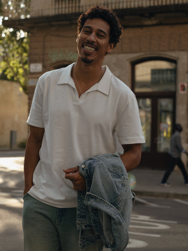 MEN POLO BASIC T-SHIRT - SOFT WHITE