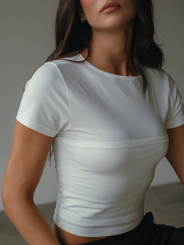 STRAPLESS DOUBLE T-SHIRT - SOFT WHITE