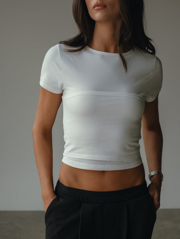 STRAPLESS DOUBLE T-SHIRT - SOFT WHITE