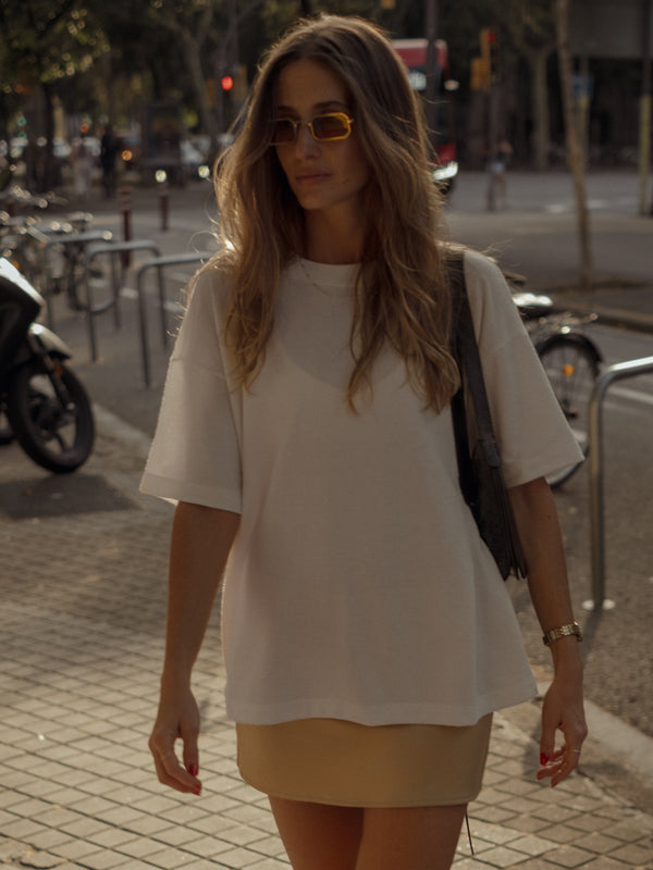 TEXTURE PREMIUM TEE  - SOFT WHITE