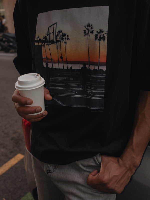 L.A SUNSET MEN PHOTOGRAPHY T-SHIRT - BLACK