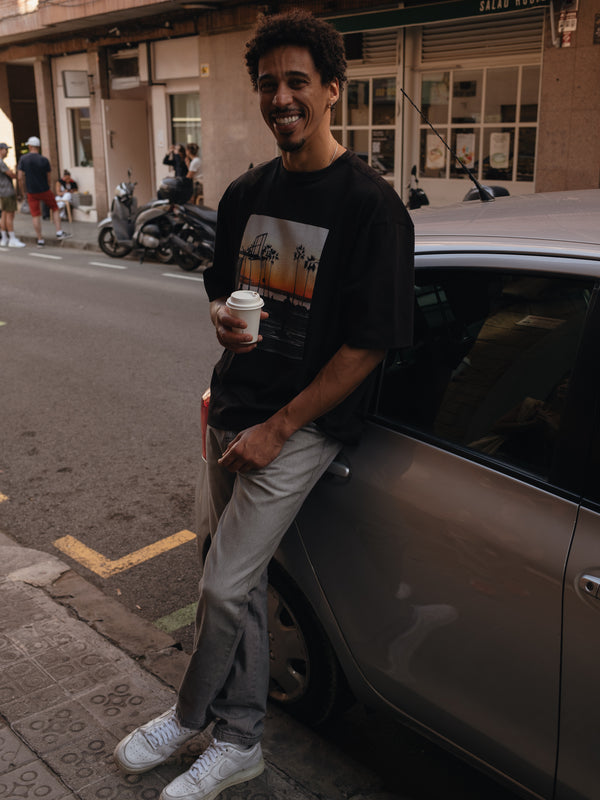 L.A SUNSET MEN PHOTOGRAPHY T-SHIRT - BLACK