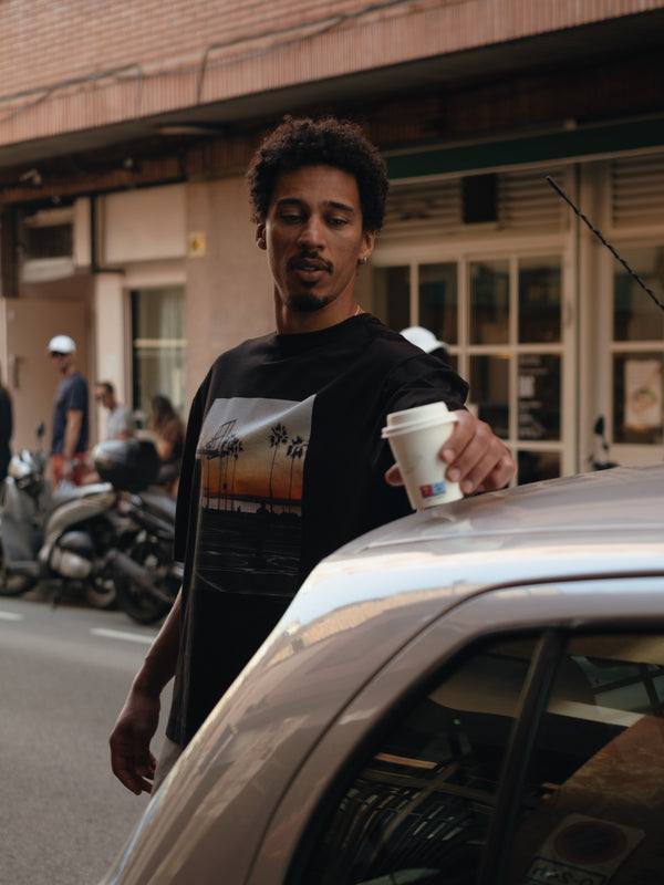 L.A SUNSET MEN PHOTOGRAPHY T-SHIRT - BLACK