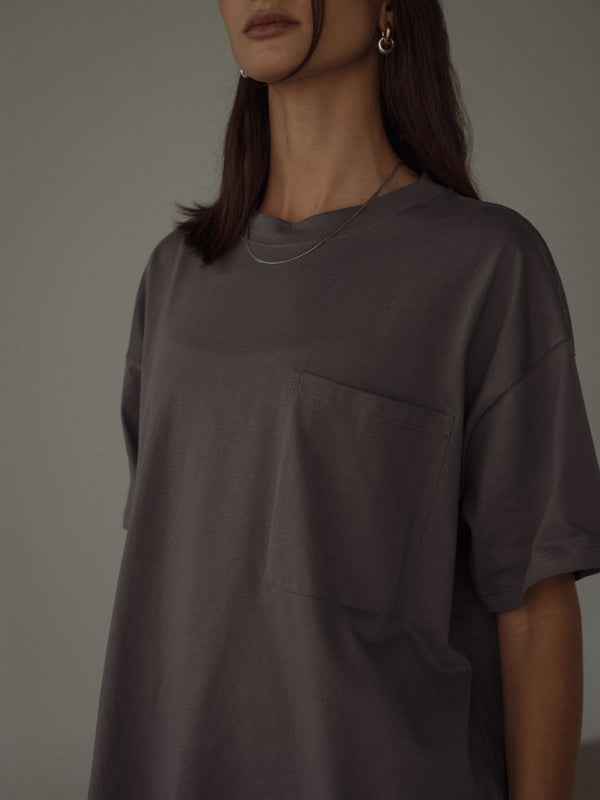 COTTON POCKET T-SHIRT STORM GREY