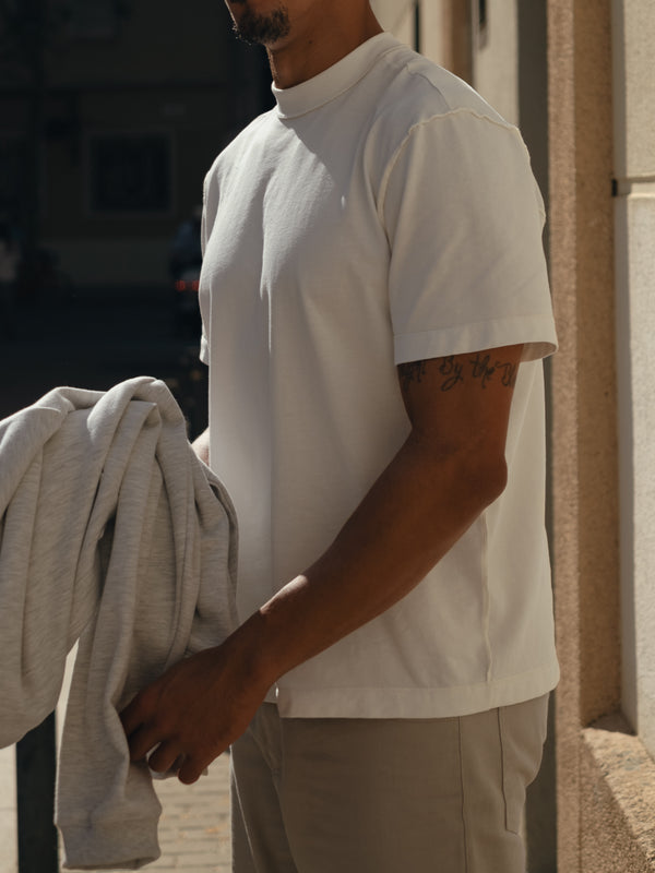 MEN EXPOSURE SEAMS T-SHIRT - CREAMY