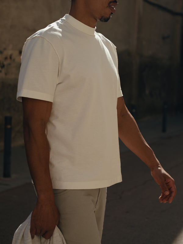 MEN EXPOSURE SEAMS T-SHIRT - CREAMY