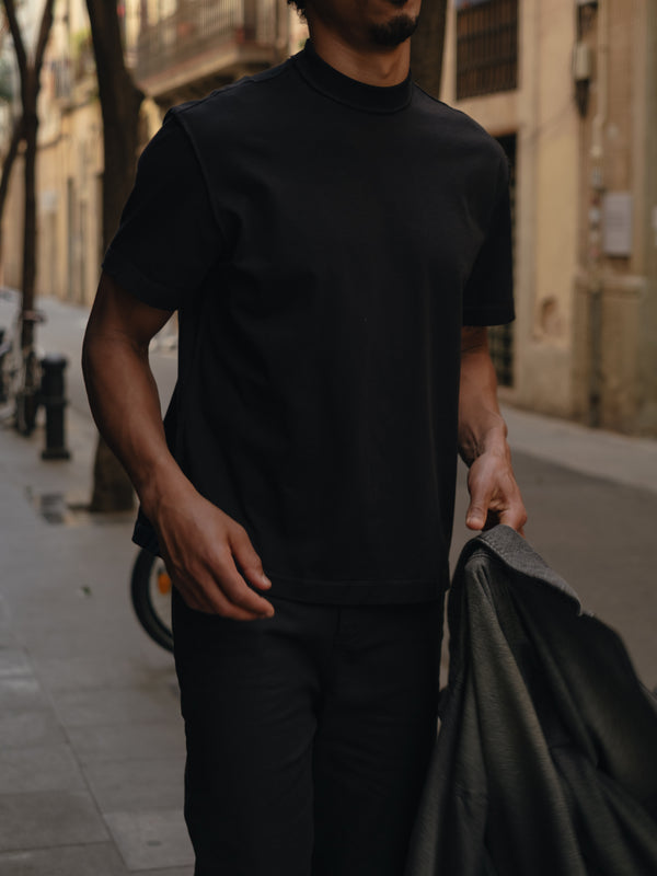 MEN EXPOSURE SEAMS T-SHIRT - BLACK