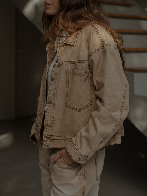 BOX DENIM JACKET - DUNE SAND