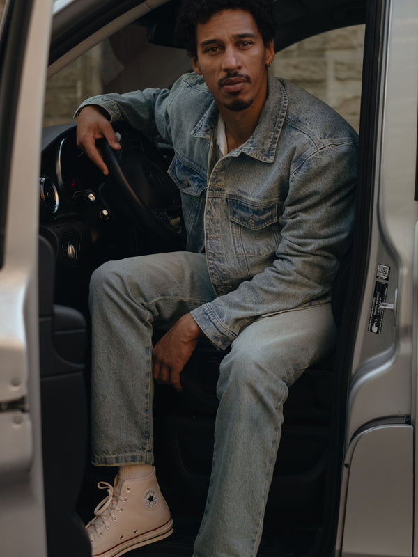 DENIM OVERSIZED JACKET - DIRTY CLEAR BLUE