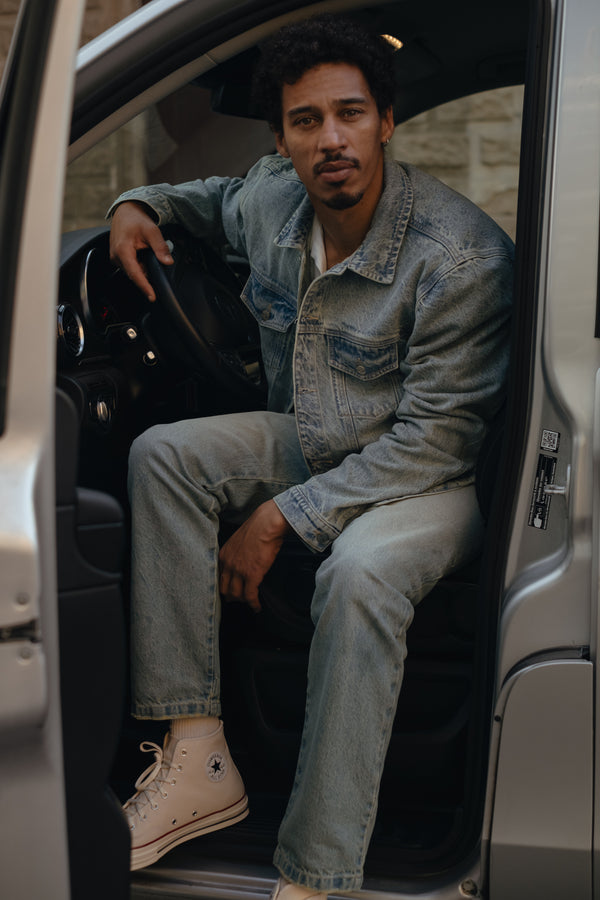 DENIM OVERSIZED JACKET - DIRTY CLEAR BLUE