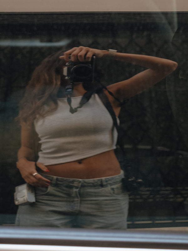 DIAGONAL RIB TANK - CREAMY-GRAY