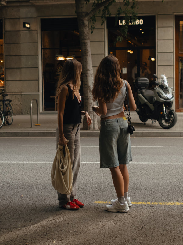 DIAGONAL RIB TANK - CREAMY-GRAY