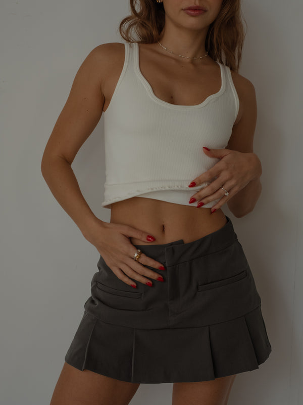 PREPPY SKIRT - DARK GRAY