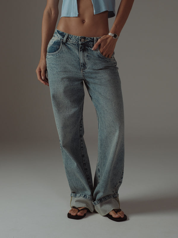 CUFF CUT JEAN - DIRTY CLEAR BLUE