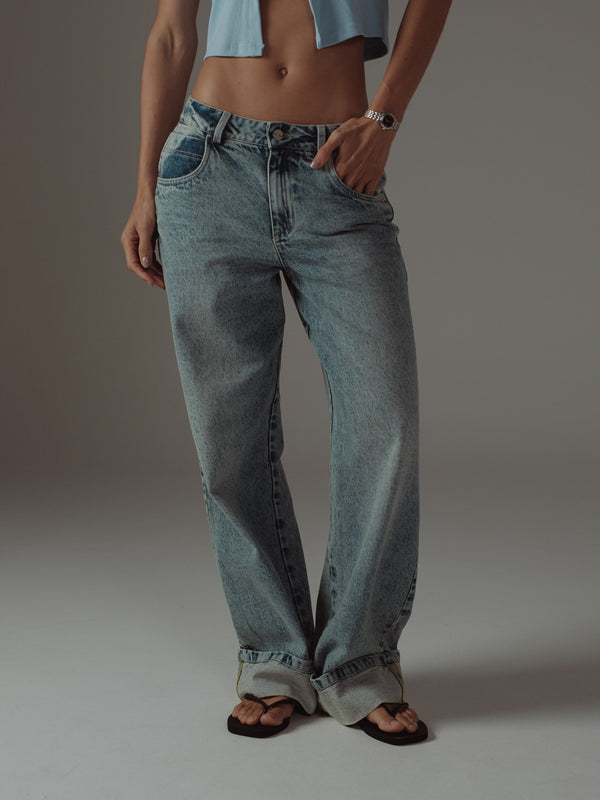 CUFF CUT JEAN - DIRTY CLEAR BLUE