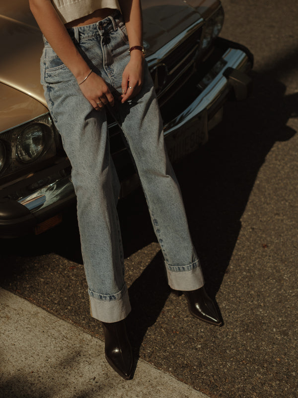 CUFF CUT JEAN - DIRTY CLEAR BLUE