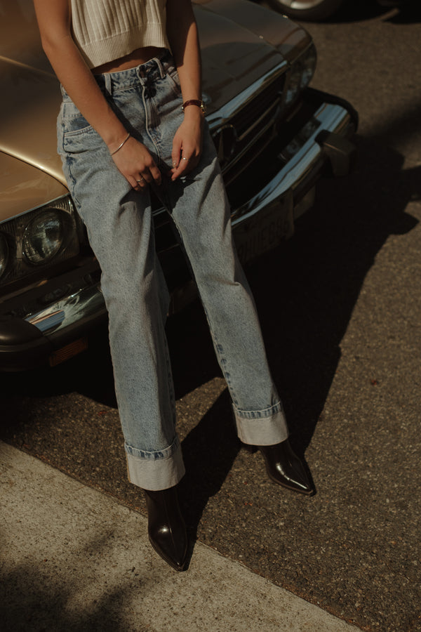 CUFF CUT JEAN - DIRTY CLEAR BLUE