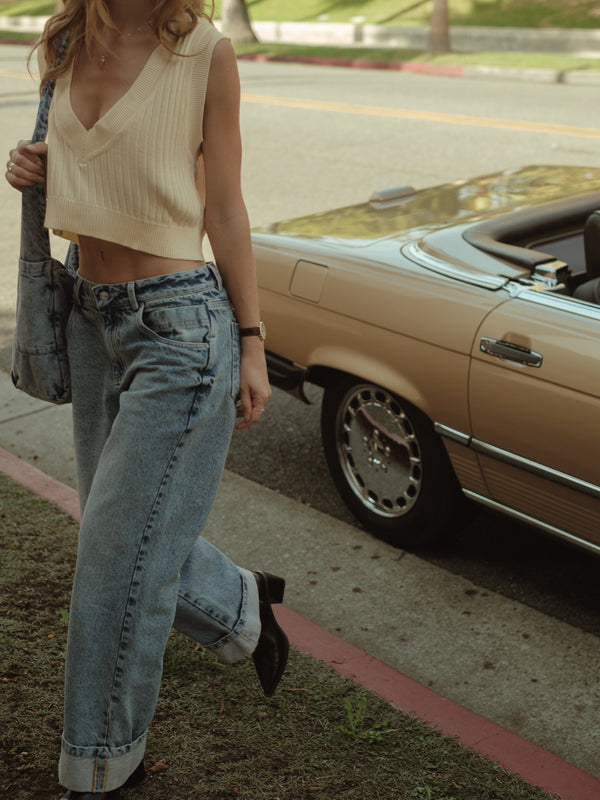 CUFF CUT JEAN - DIRTY CLEAR BLUE