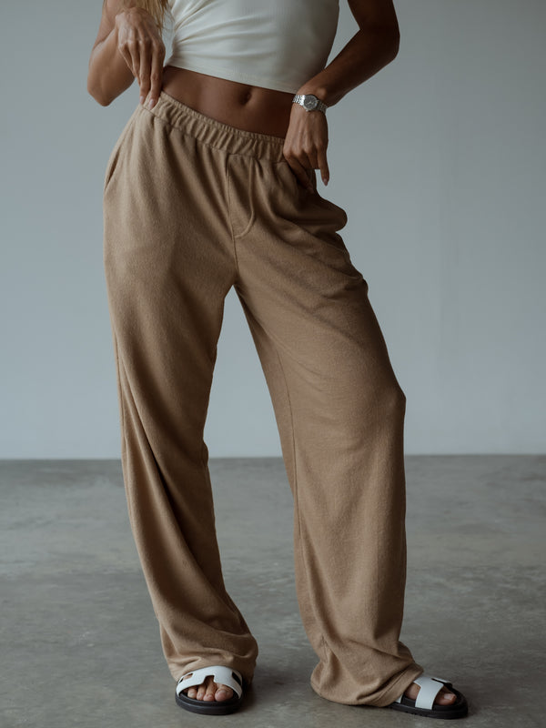 LIGHT TEXTURE PANTS - MOCCA