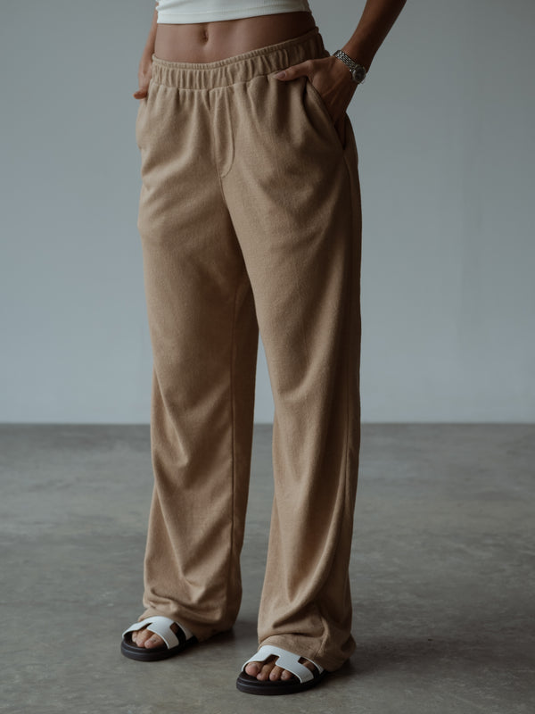 LIGHT TEXTURE PANTS - MOCCA