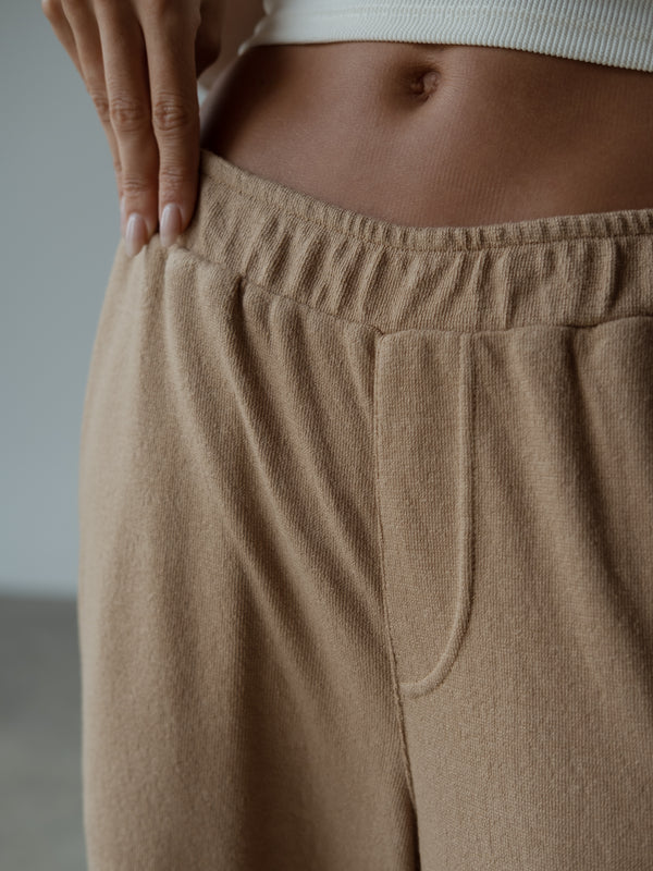 LIGHT TEXTURE PANTS - MOCCA