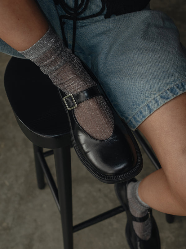 MESH SHINY SOCKS - PLATINUM