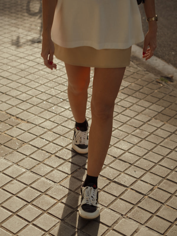 SATIN MINI SKIRT - STONE