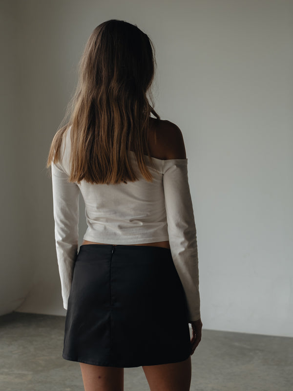 SATIN MINI SKIRT - BLACK