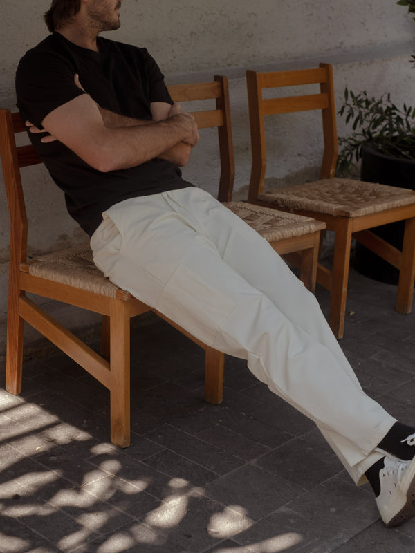 MEN CARGO TRACK PANT - CREAMY