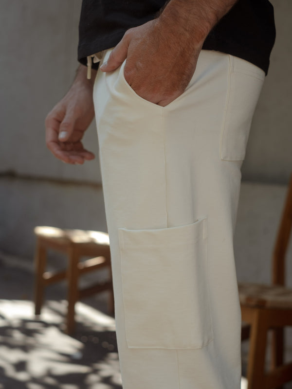 MEN CARGO TRACK PANT - CREAMY
