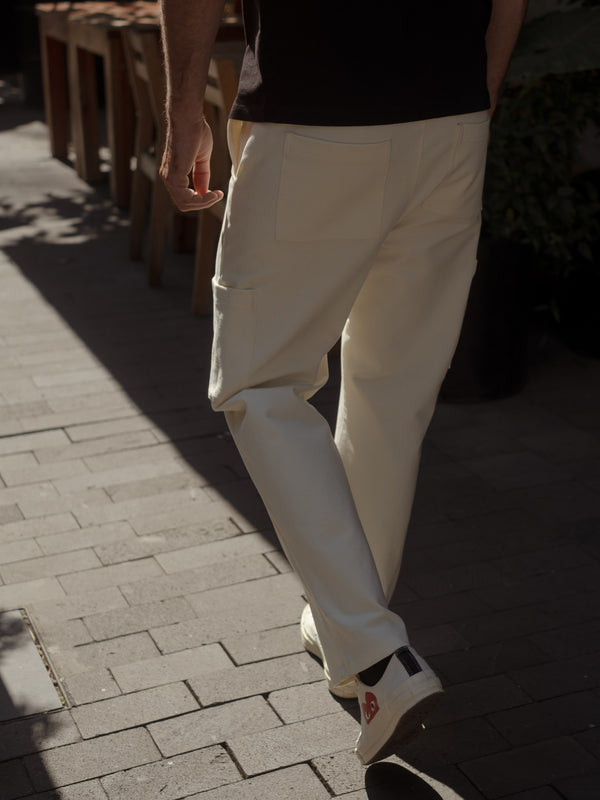 MEN CARGO TRACK PANT - CREAMY