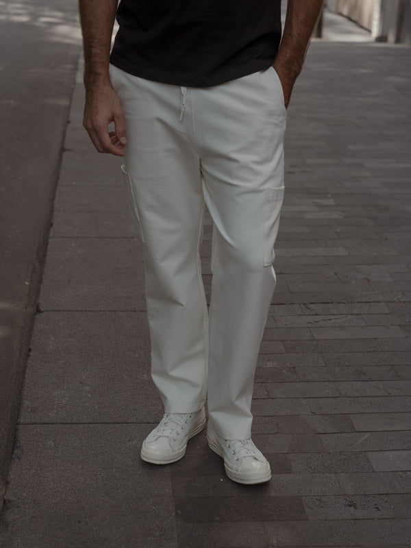 MEN CARGO TRACK PANT - CREAMY