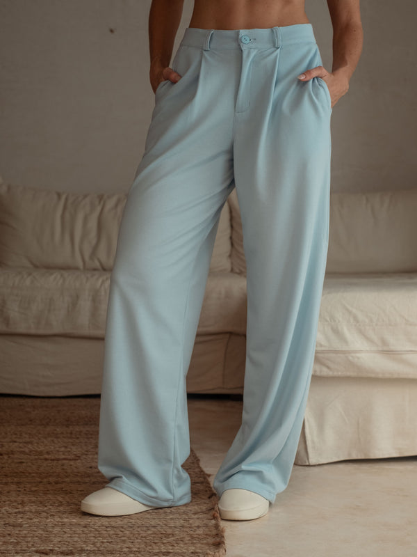 OXFORD WIDE TROUSER - BABY BLUE