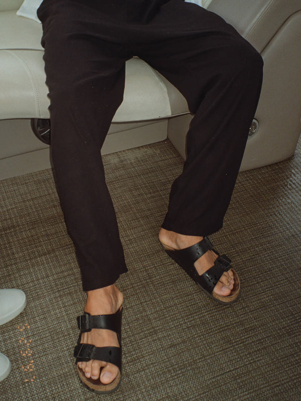 MEN LINEN DRIFT TROUSERS - BLACK