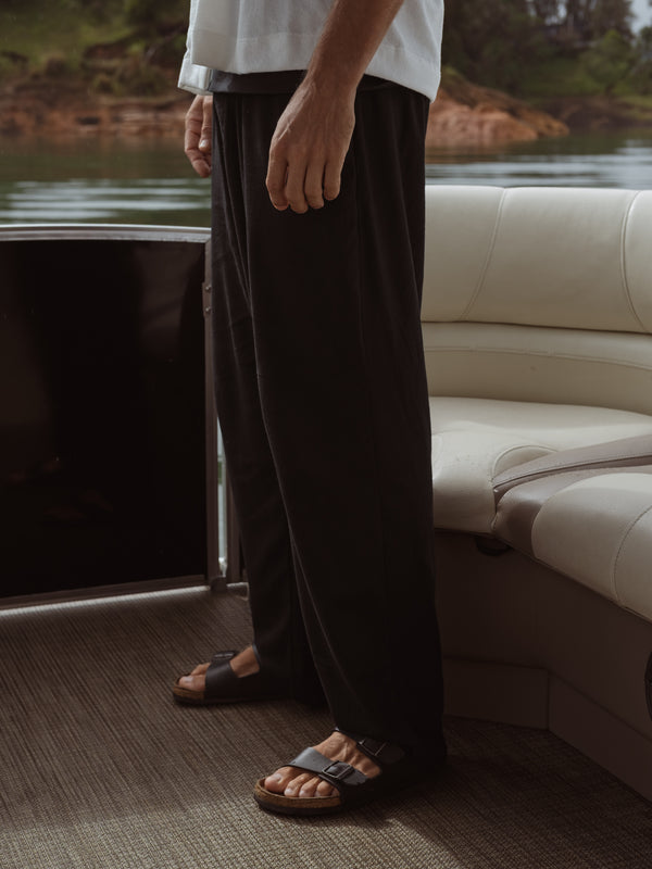 MEN LINEN DRIFT TROUSERS - BLACK