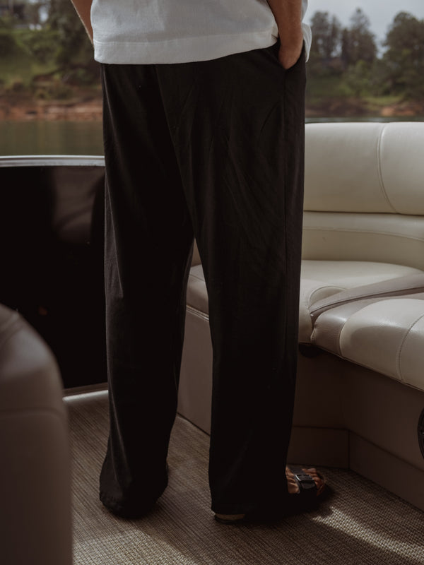 MEN LINEN DRIFT TROUSERS - BLACK